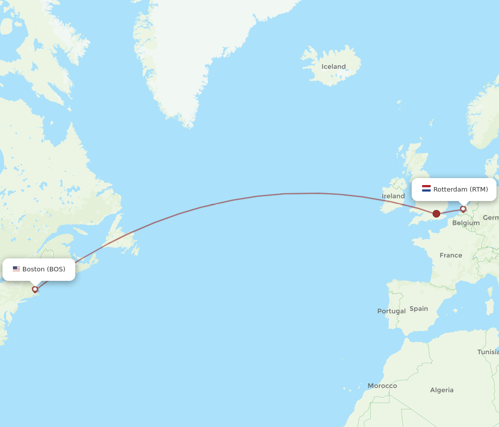 BOS-RTM flight routes