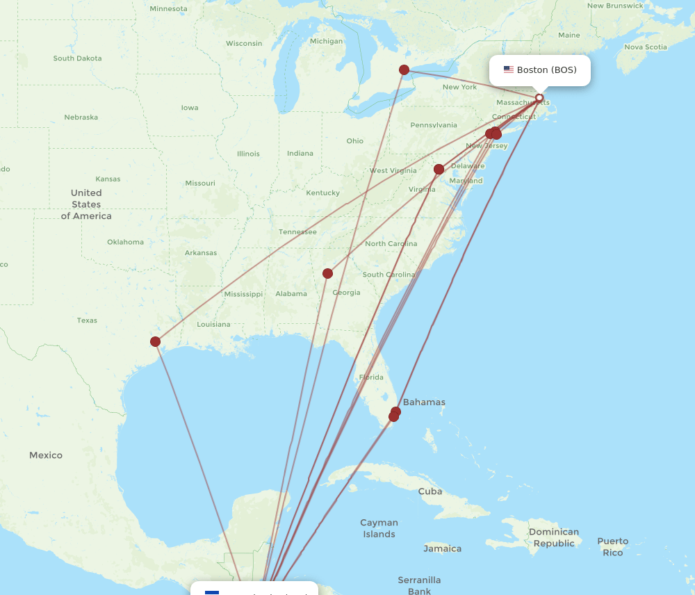 BOS to SAL flights and routes map