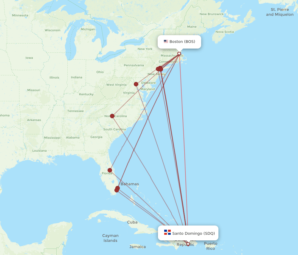 BOS-SDQ flight routes