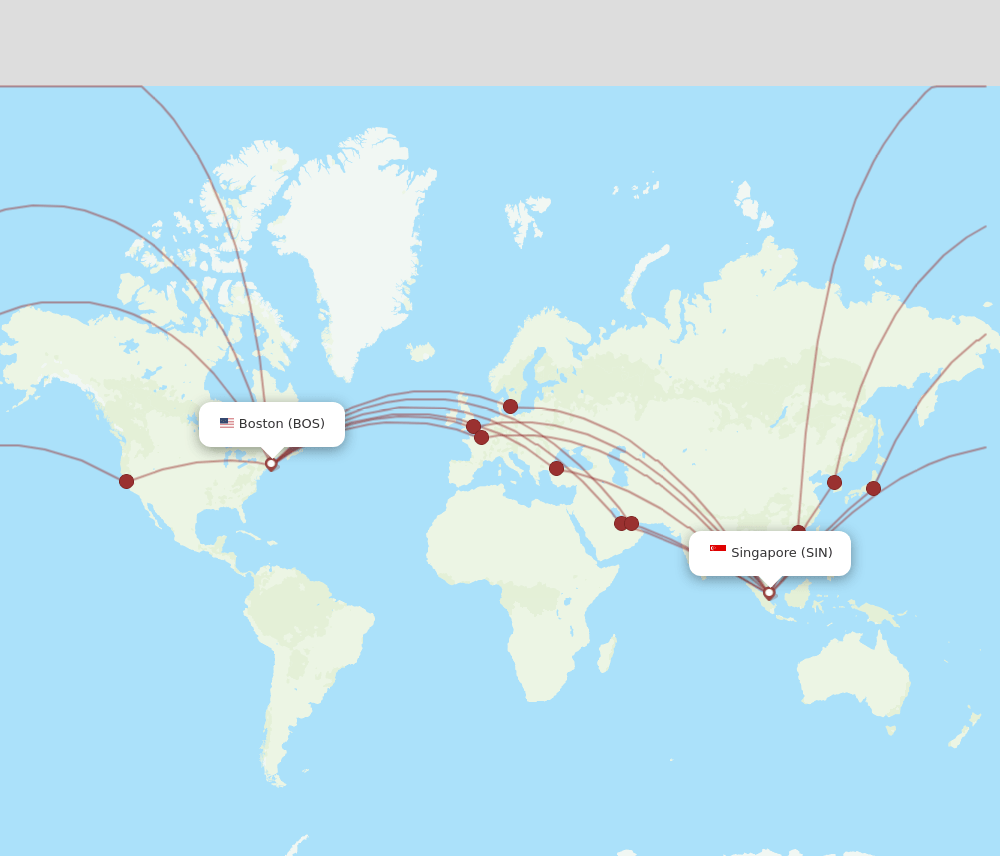 BOS-SIN flight routes