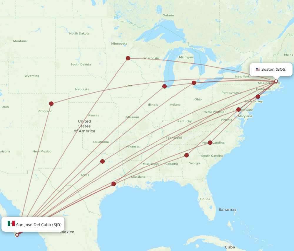 BOS-SJD flight routes