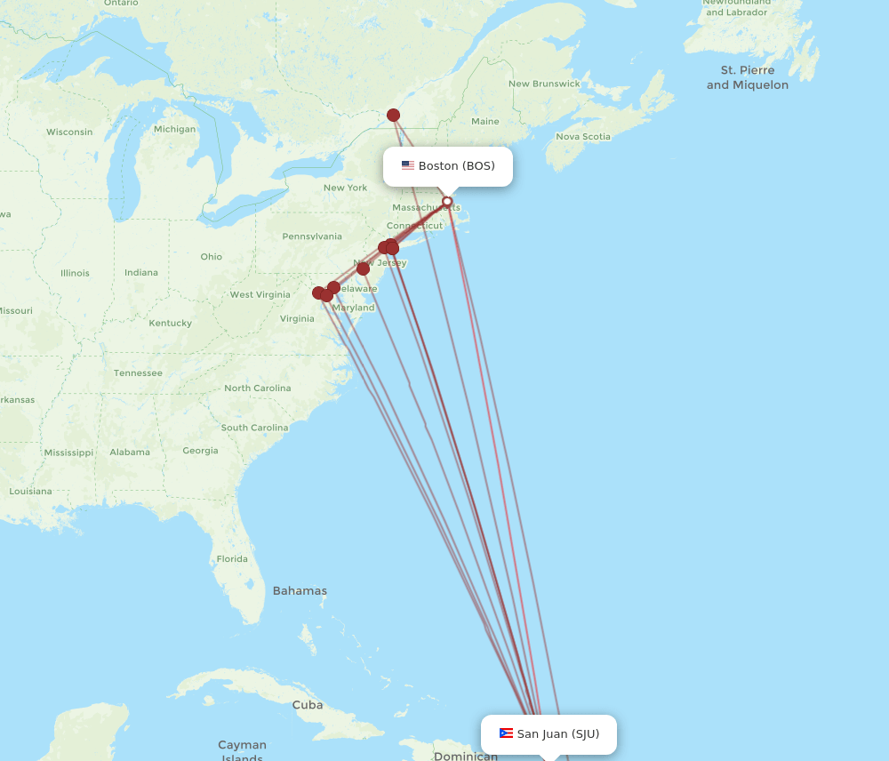 BOS-SJU flight routes