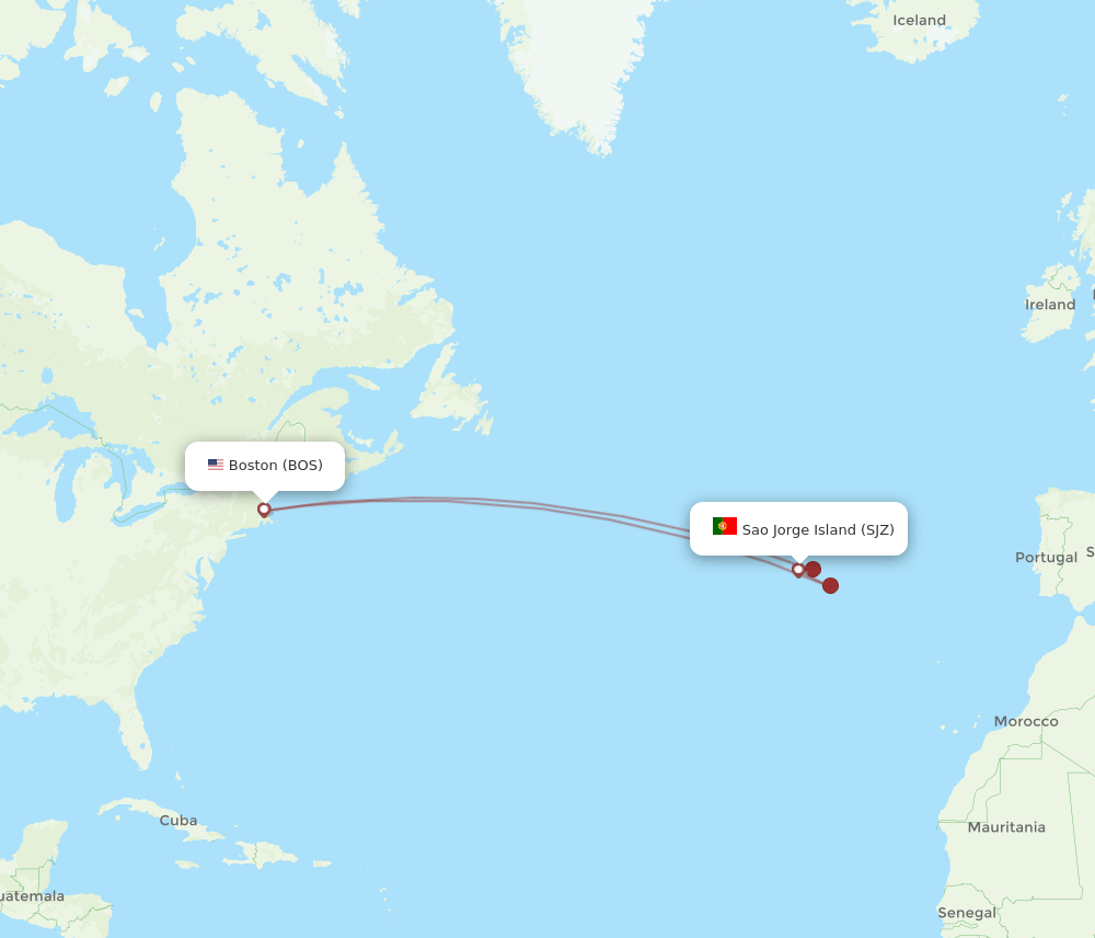 BOS-SJZ flight routes