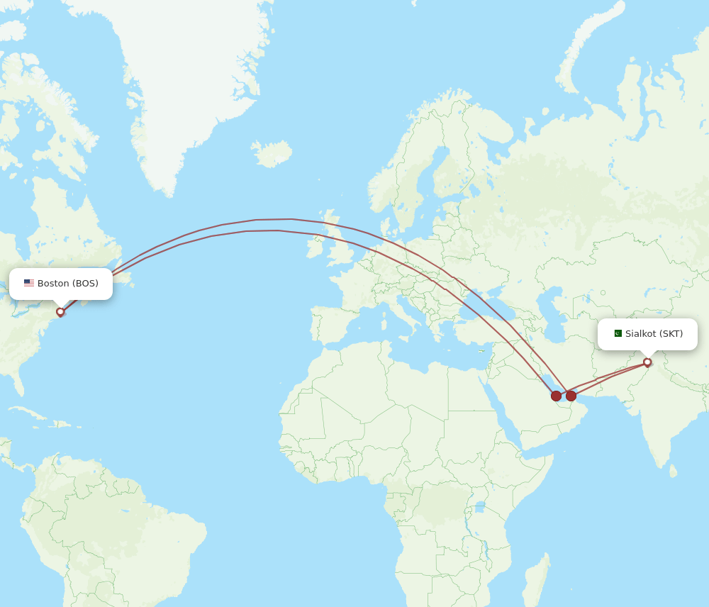 BOS-SKT flight routes