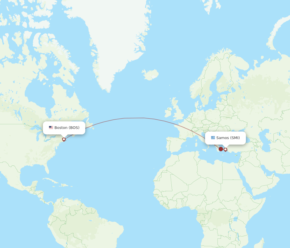 BOS to SMI flights and routes map