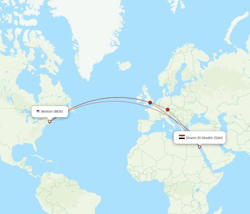 BOS-SSH flight routes