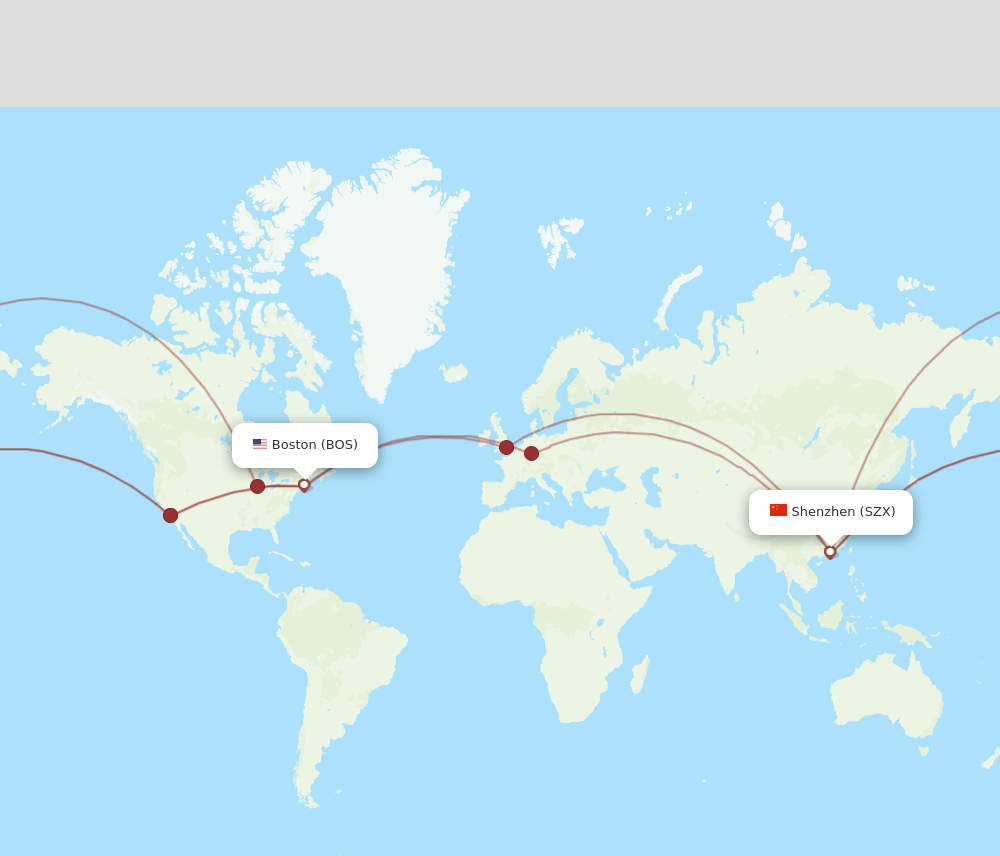 BOS-SZX flight routes