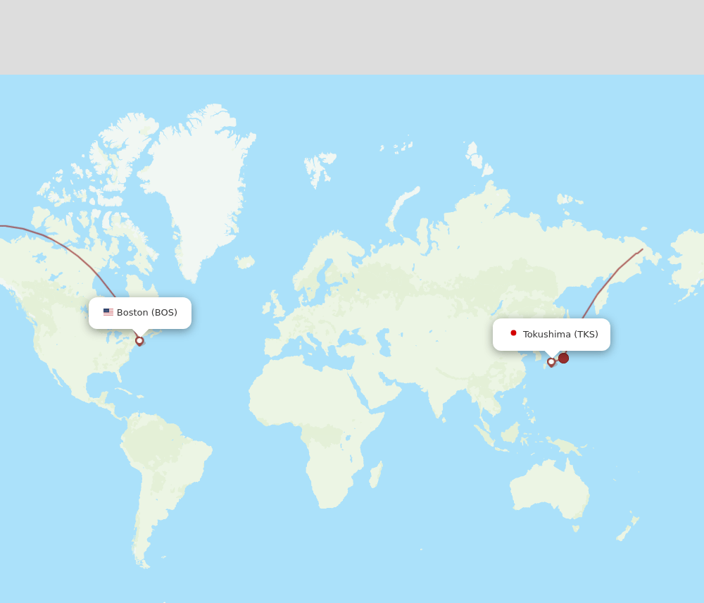 BOS to TKS flights and routes map