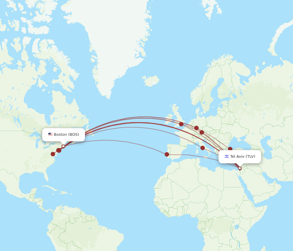 BOS-TLV flight routes