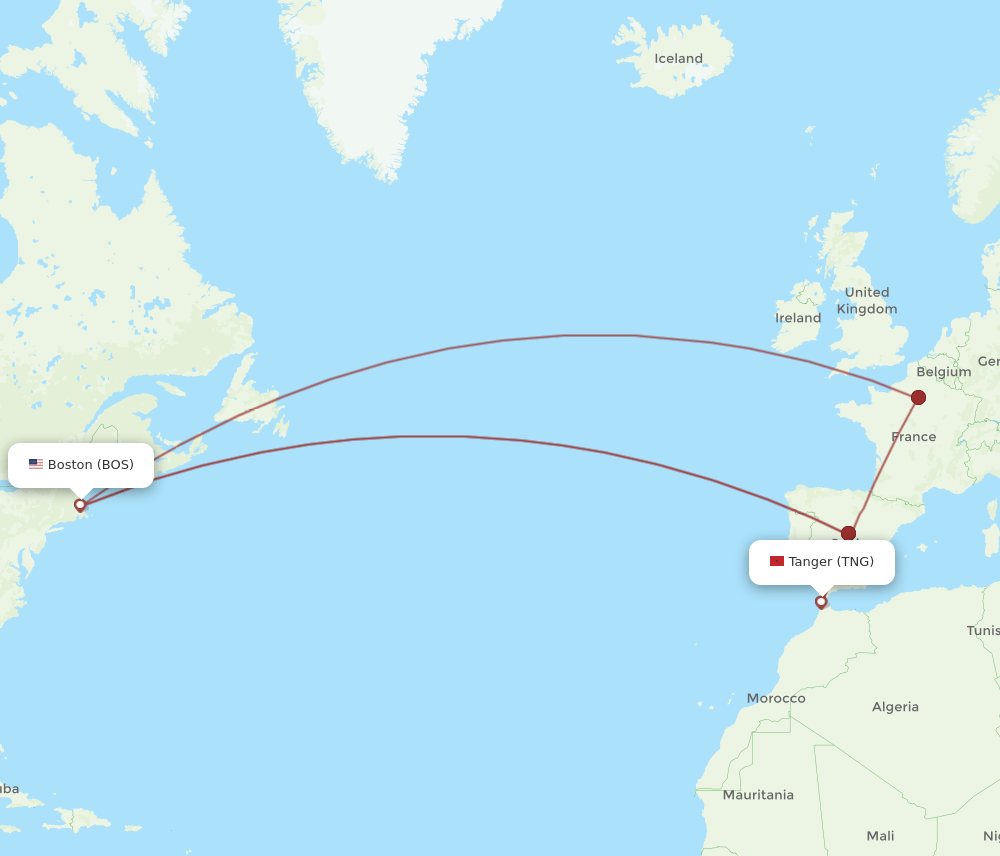 BOS-TNG flight routes