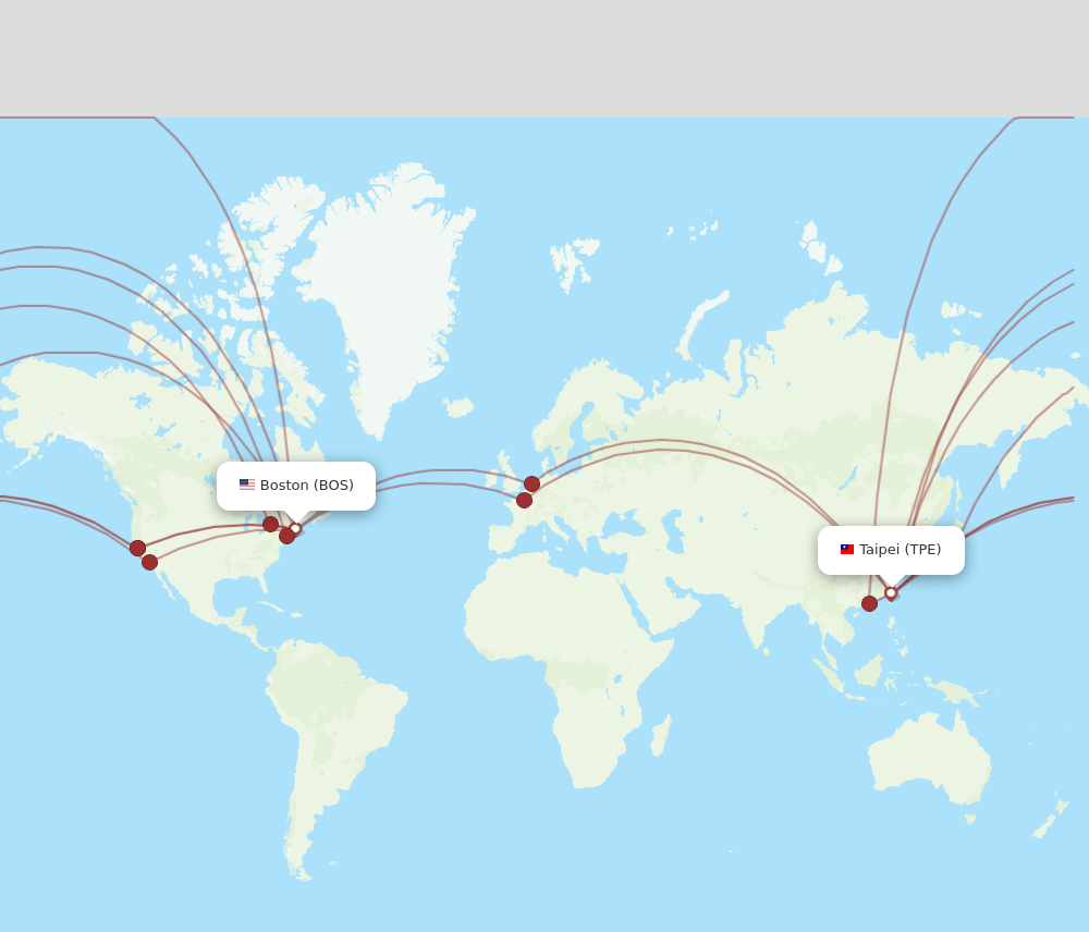 BOS-TPE flight routes