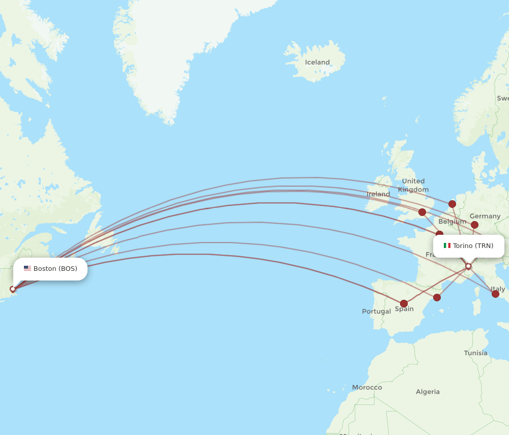 BOS-TRN flight routes