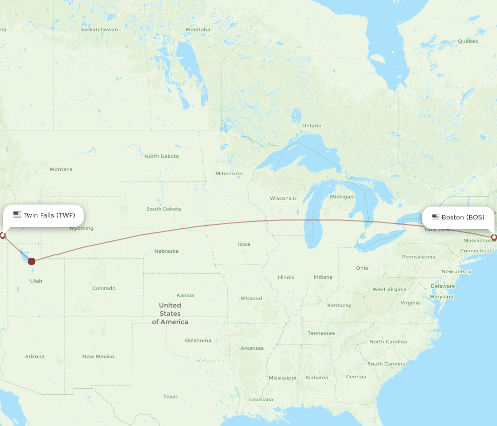 BOS to TWF flights and routes map