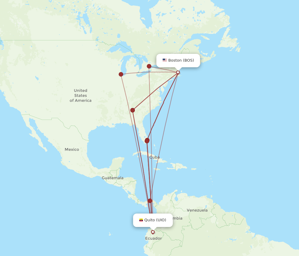 BOS-UIO flight routes