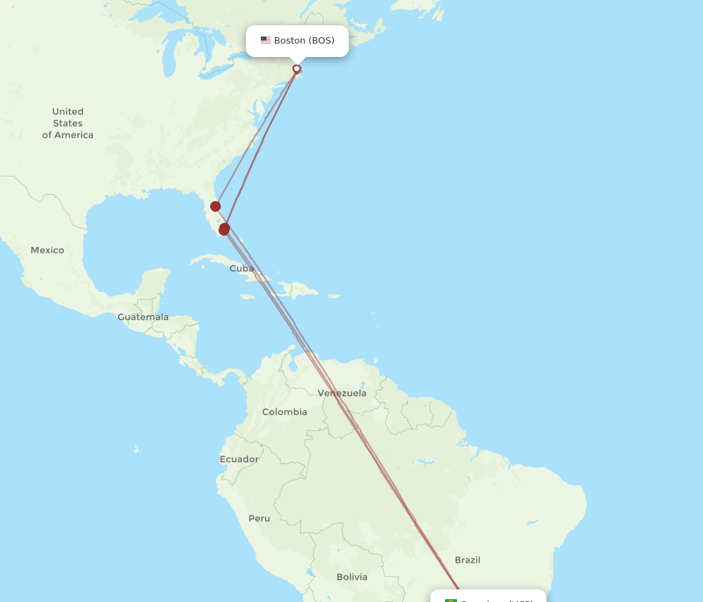 BOS-VCP flight routes