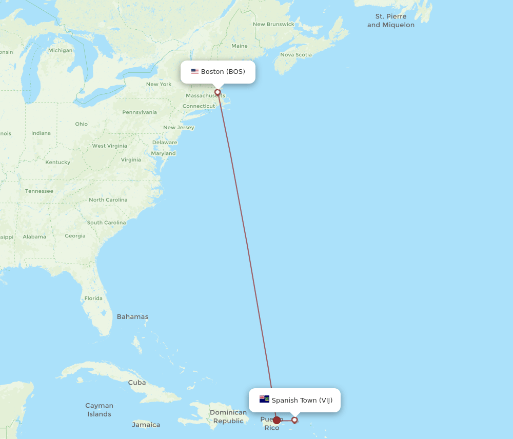 BOS-VIJ flight routes