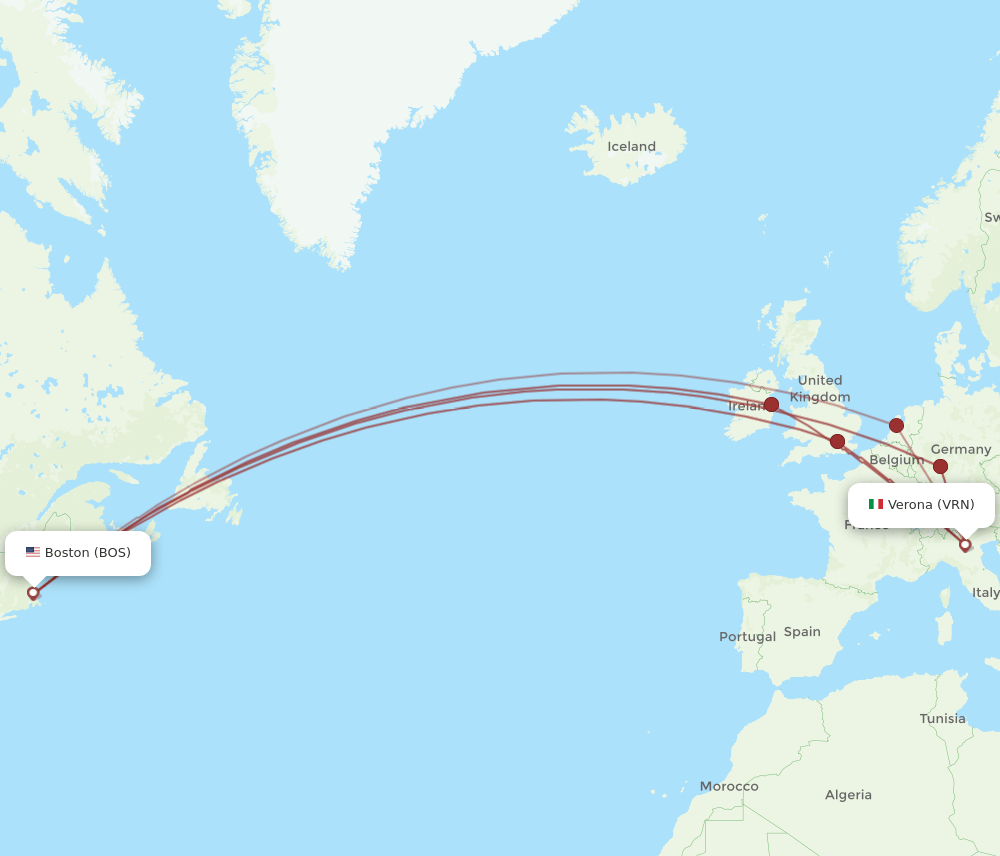BOS-VRN flight routes