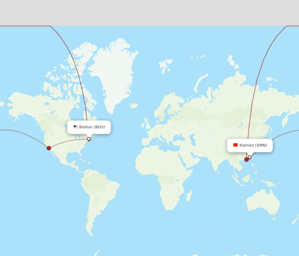 BOS-XMN flight routes
