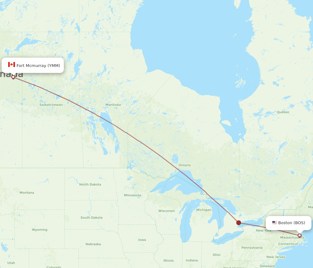 BOS-YMM flight routes