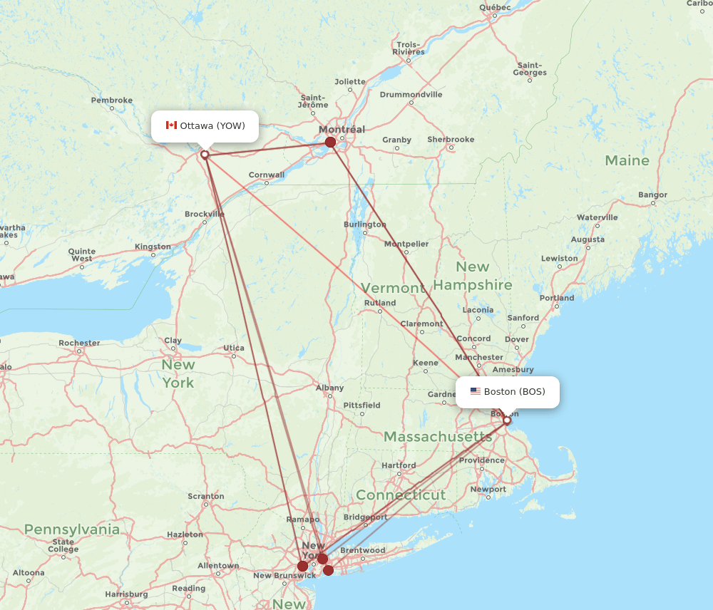 BOS-YOW flight routes