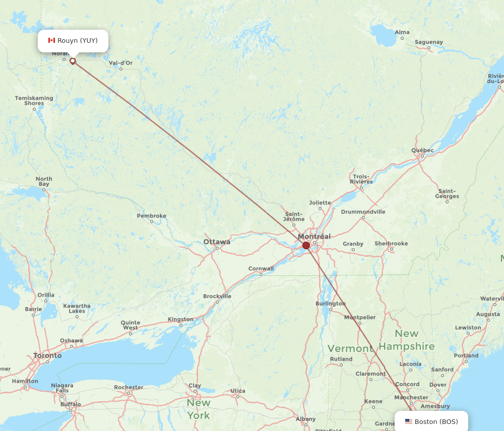 BOS-YUY flight routes