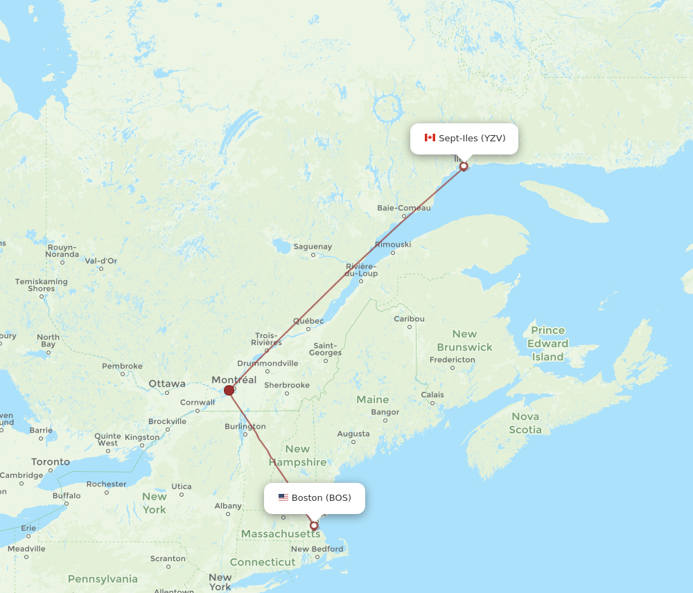 BOS-YZV flight routes