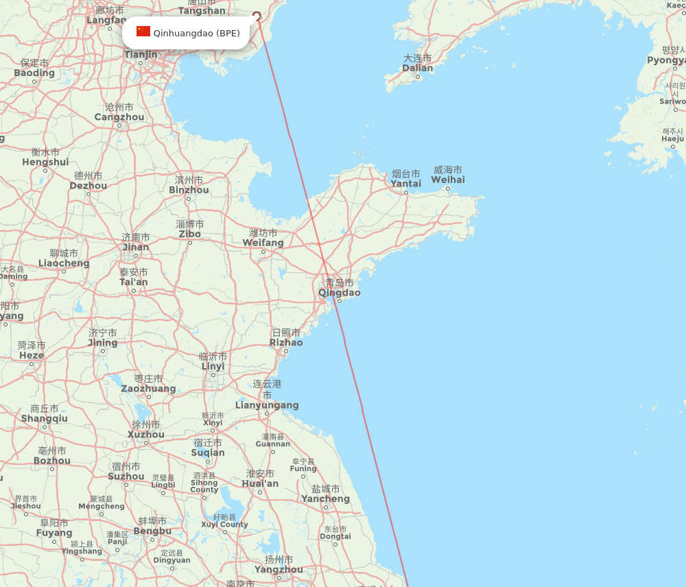BPE to PVG flights and routes map