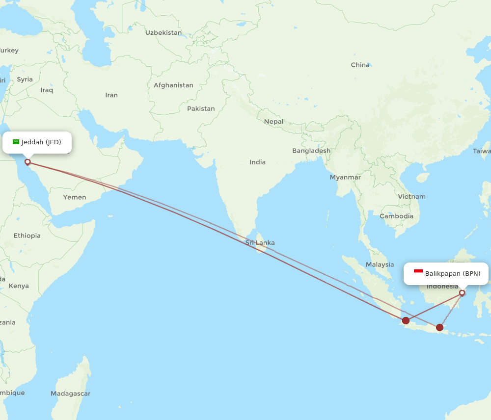 BPN-JED flight routes