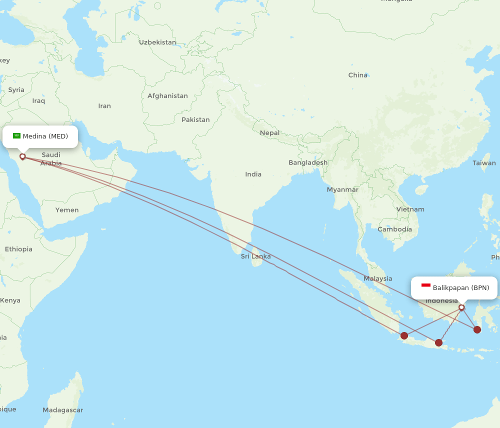 BPN-MED flight routes