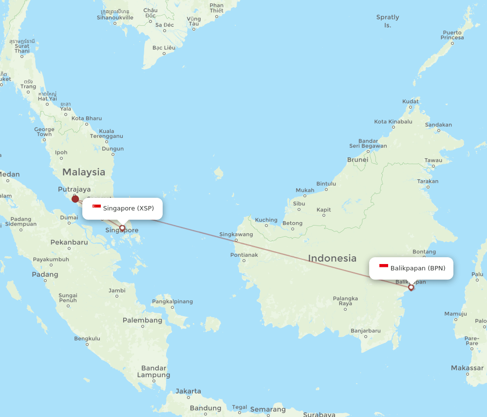 BPN to XSP flights and routes map