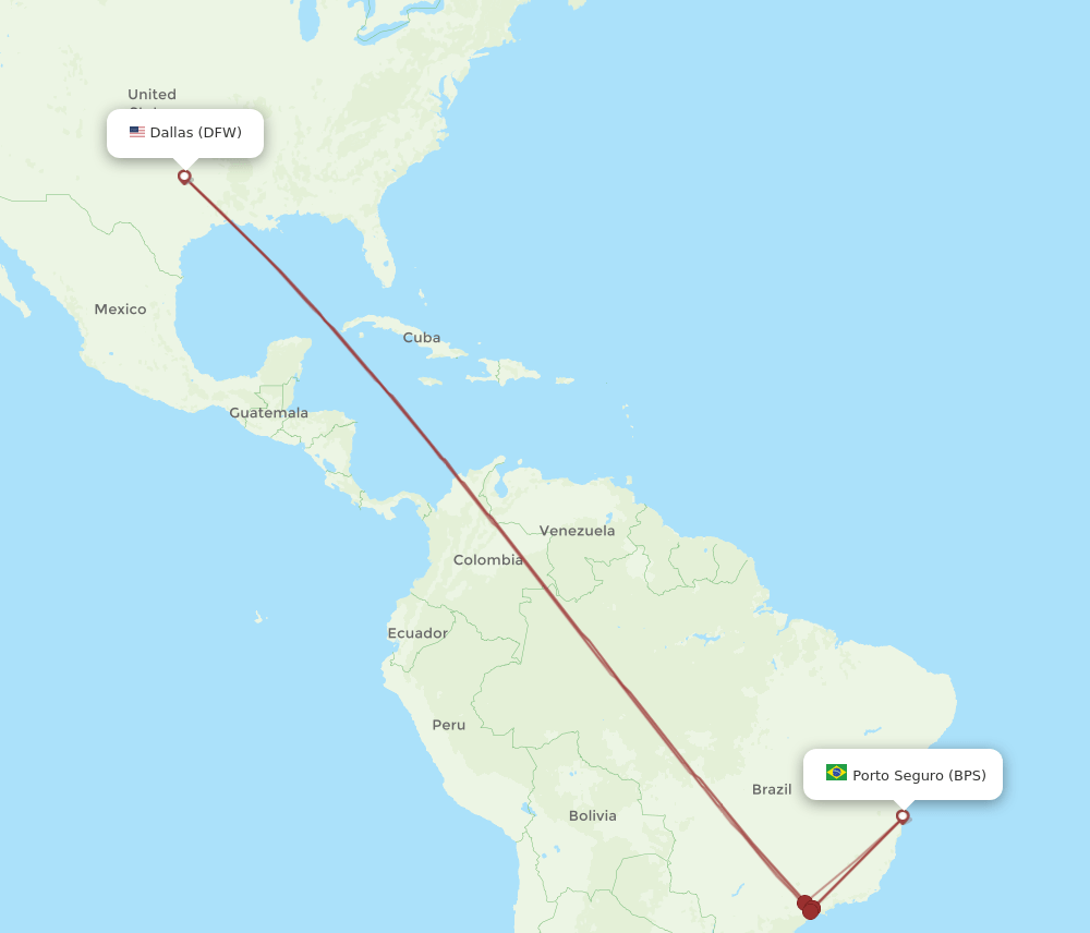 BPS-DFW flight routes