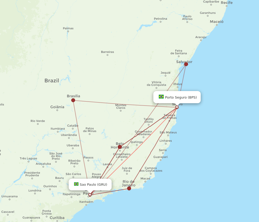 BPS to GRU flights and routes map