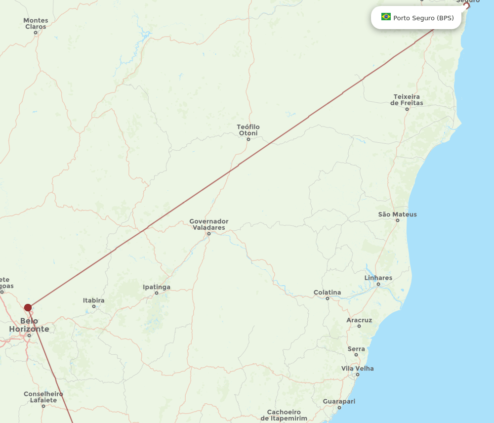 Juiz de Fora - Porto Seguro route map and flight paths