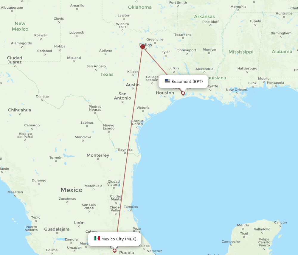 BPT-MEX flight routes