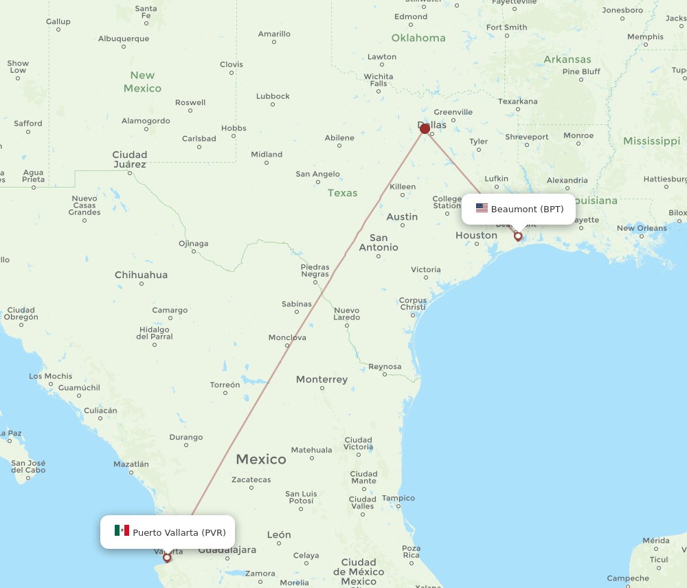 BPT-PVR flight routes