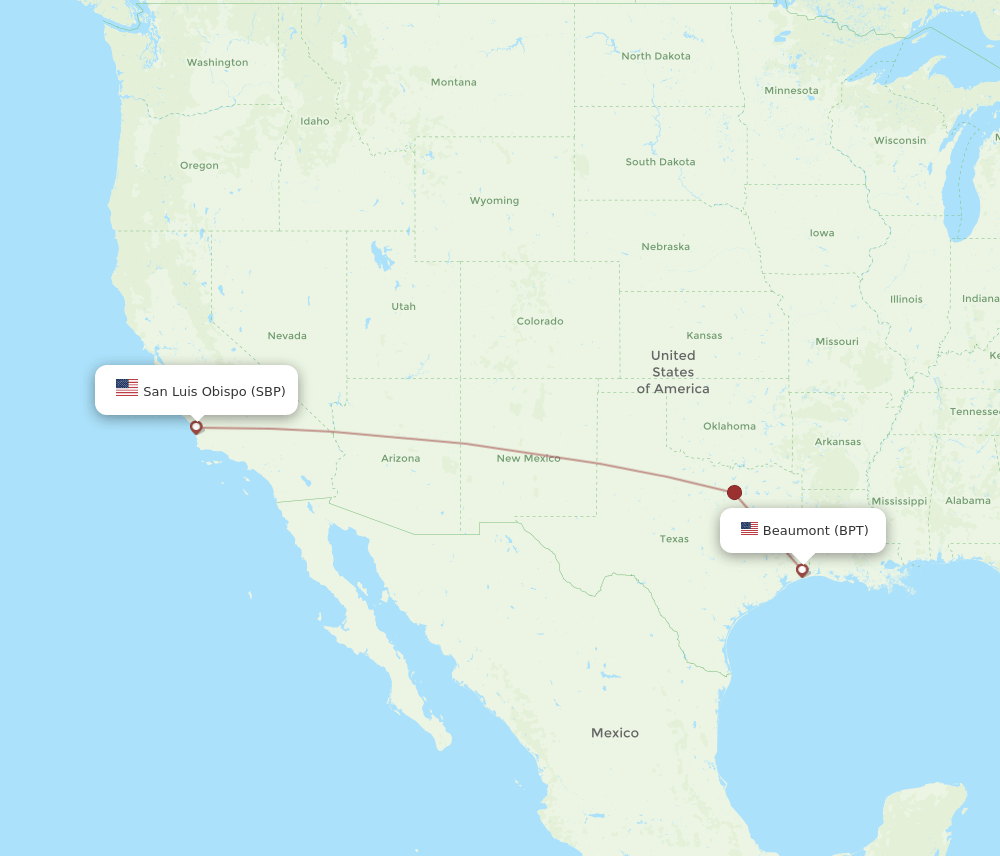 BPT-SBP flight routes