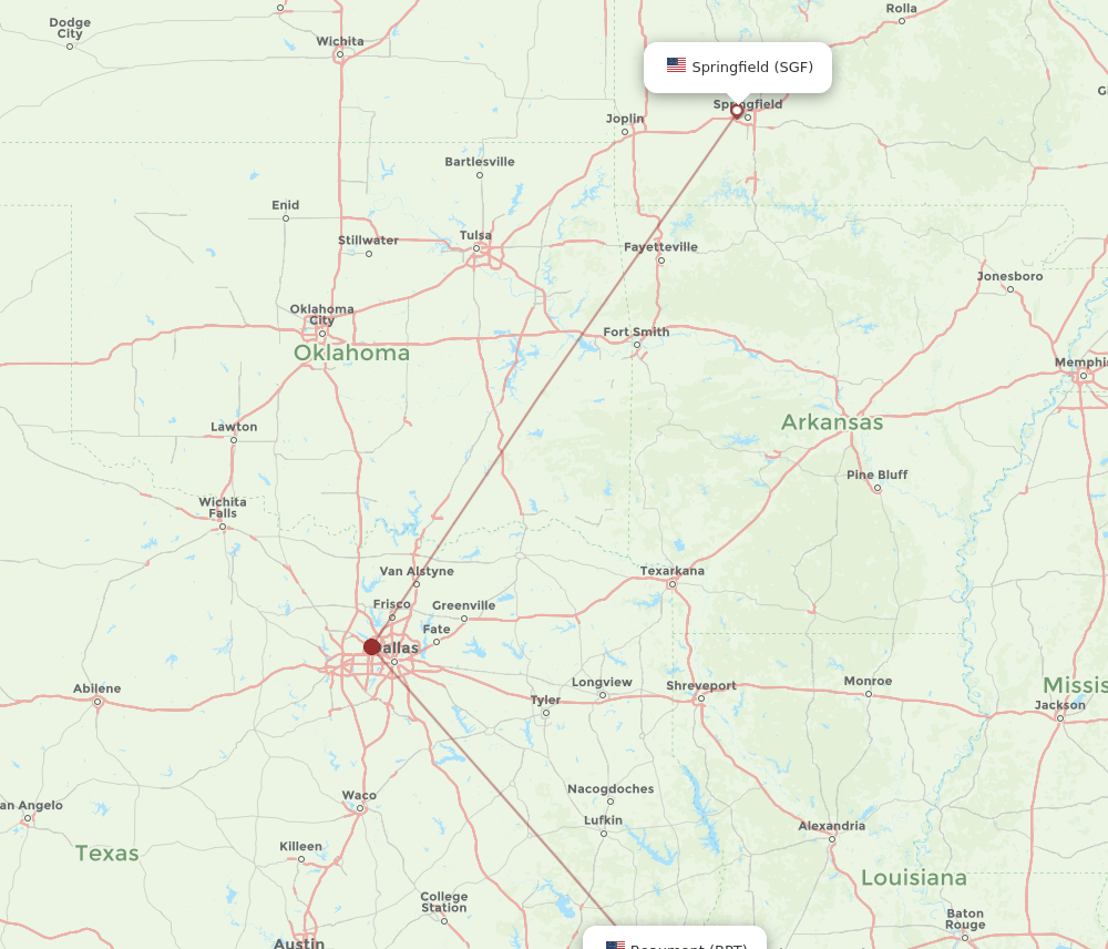BPT-SGF flight routes