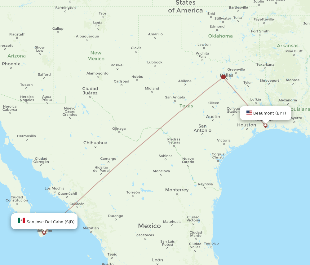 BPT-SJD flight routes