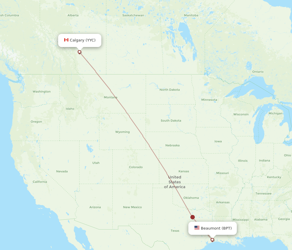 BPT-YYC flight routes
