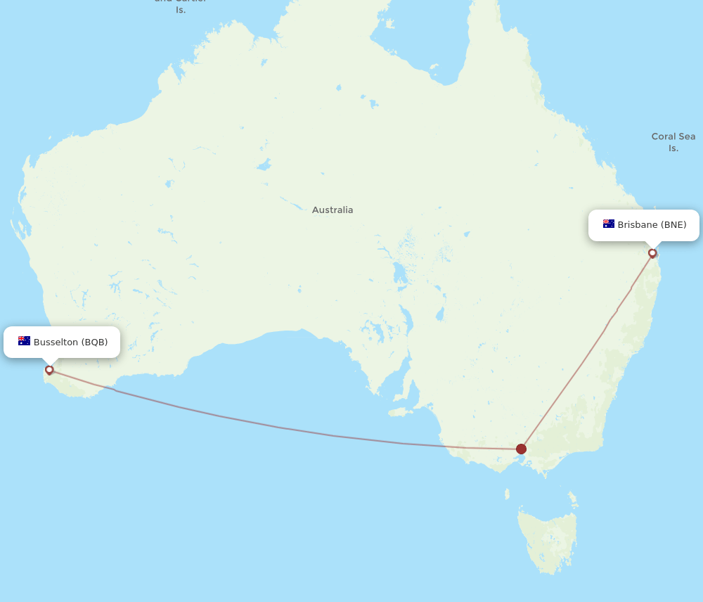 BQB to BNE flights and routes map