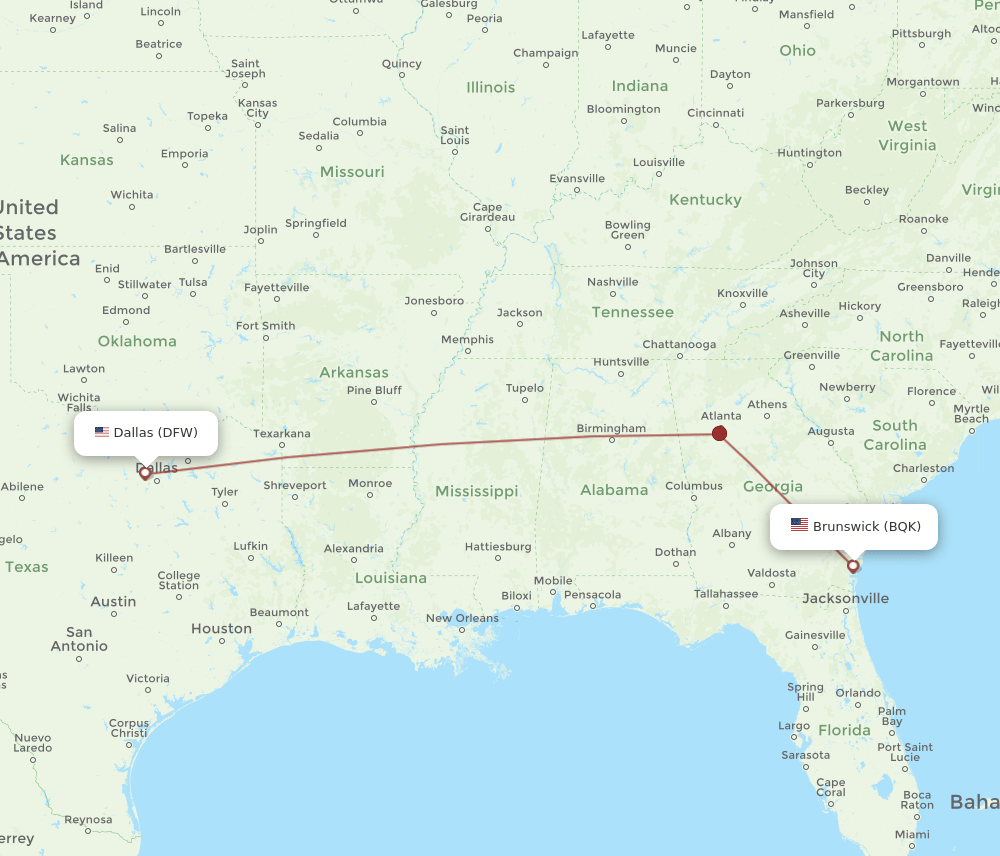 BQK-DFW flight routes