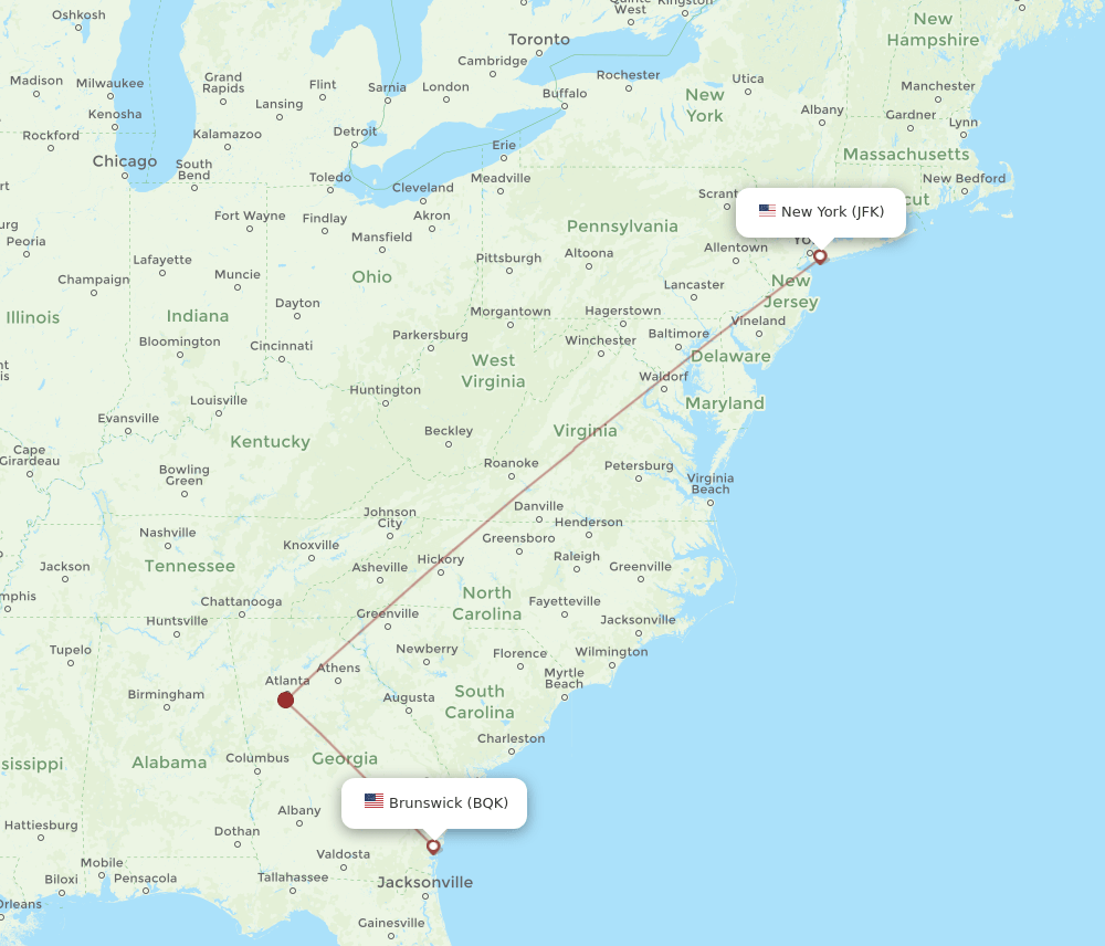 BQK-JFK flight routes