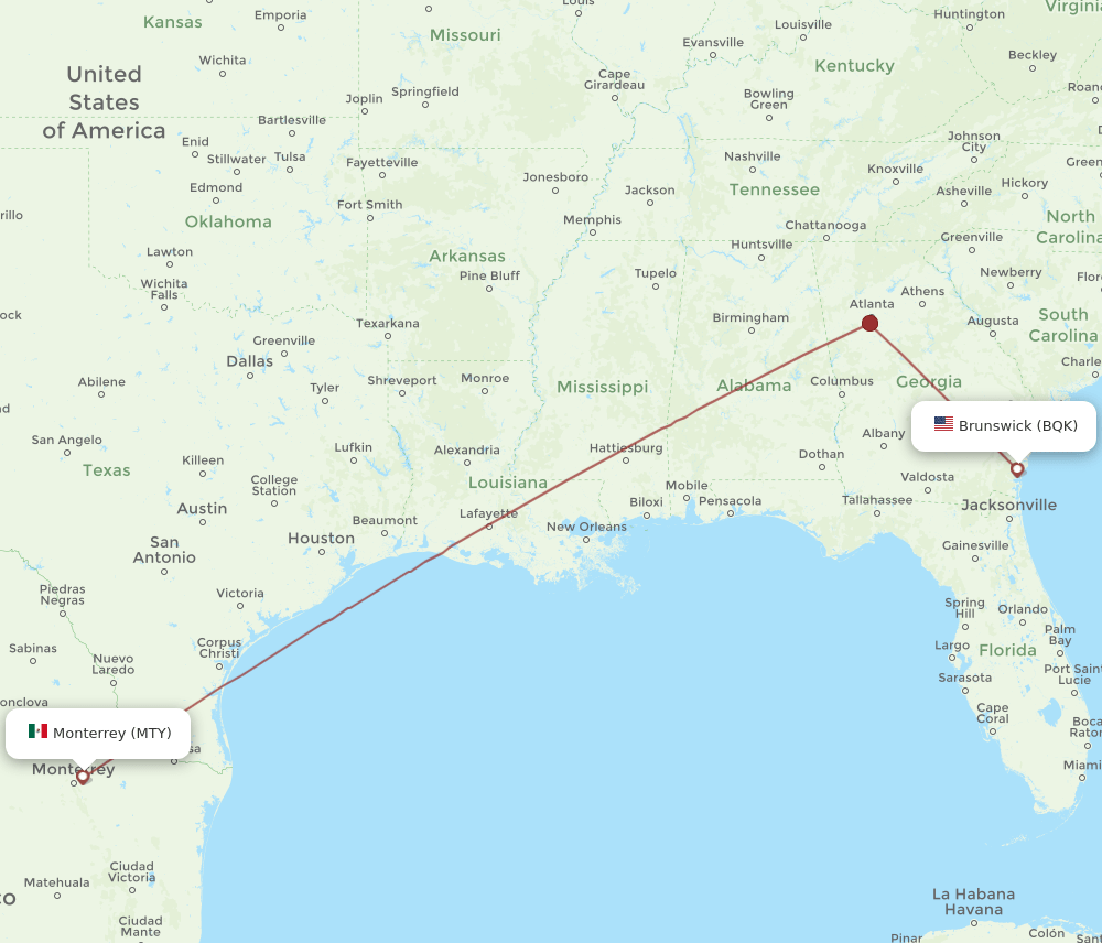 BQK to MTY flights and routes map