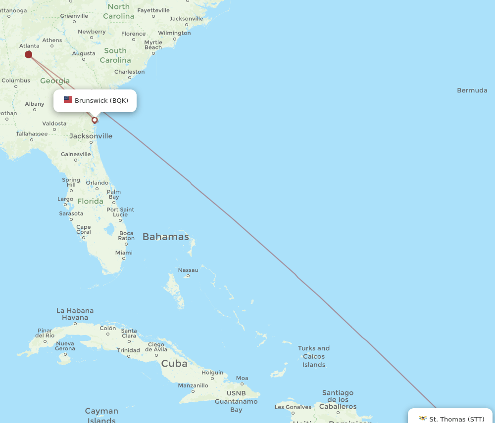 BQK-STT flight routes