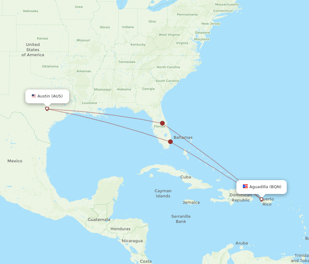 BQN-AUS flight routes