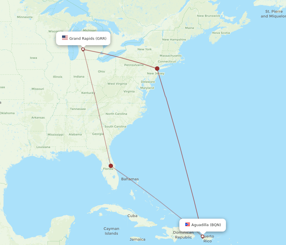 BQN-GRR flight routes