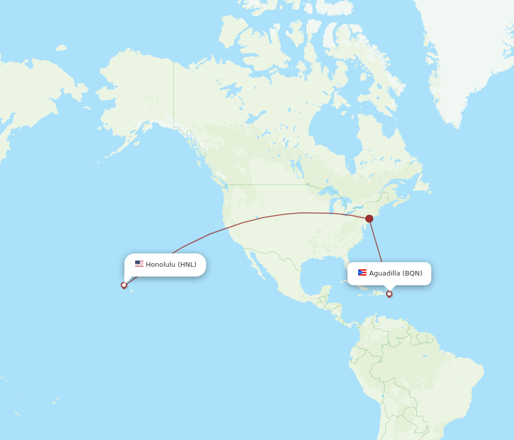 BQN-HNL flight routes
