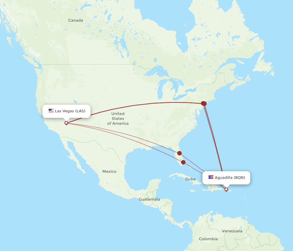 BQN-LAS flight routes
