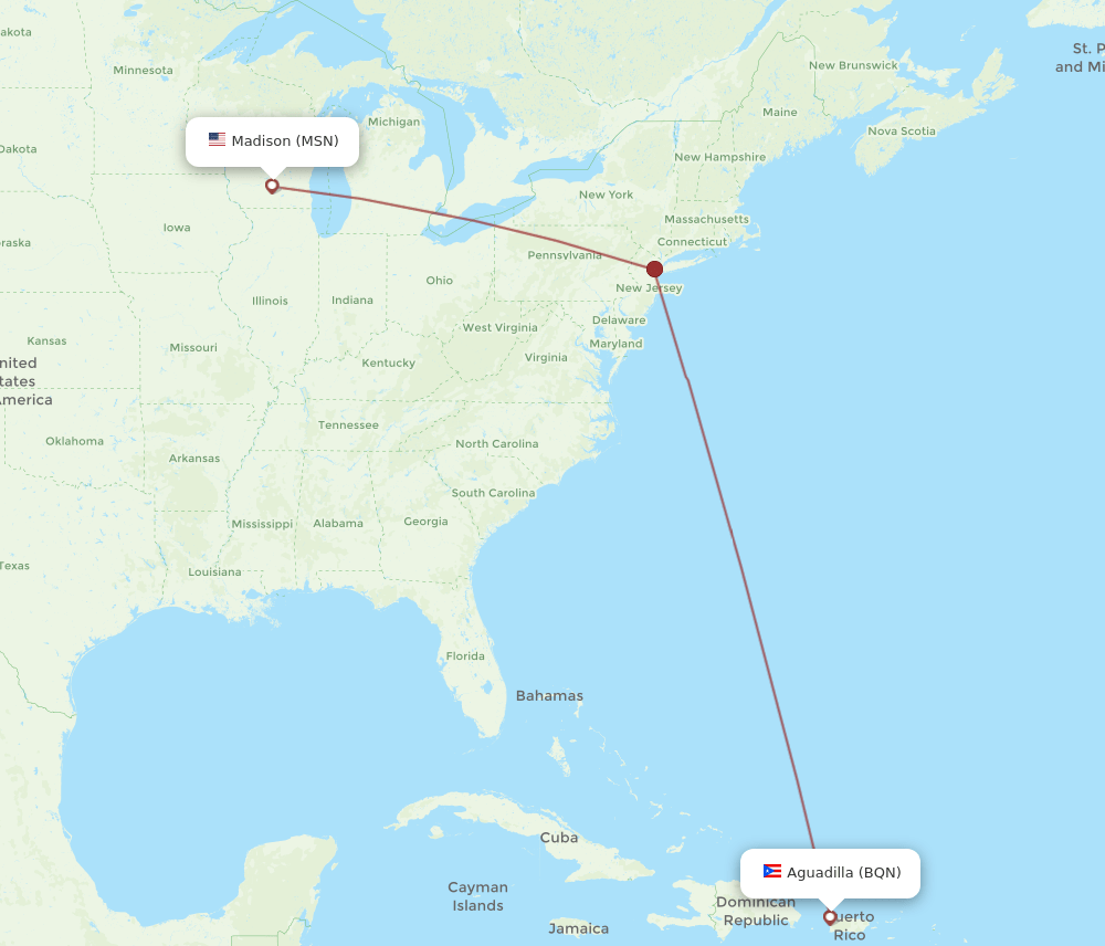BQN-MSN flight routes