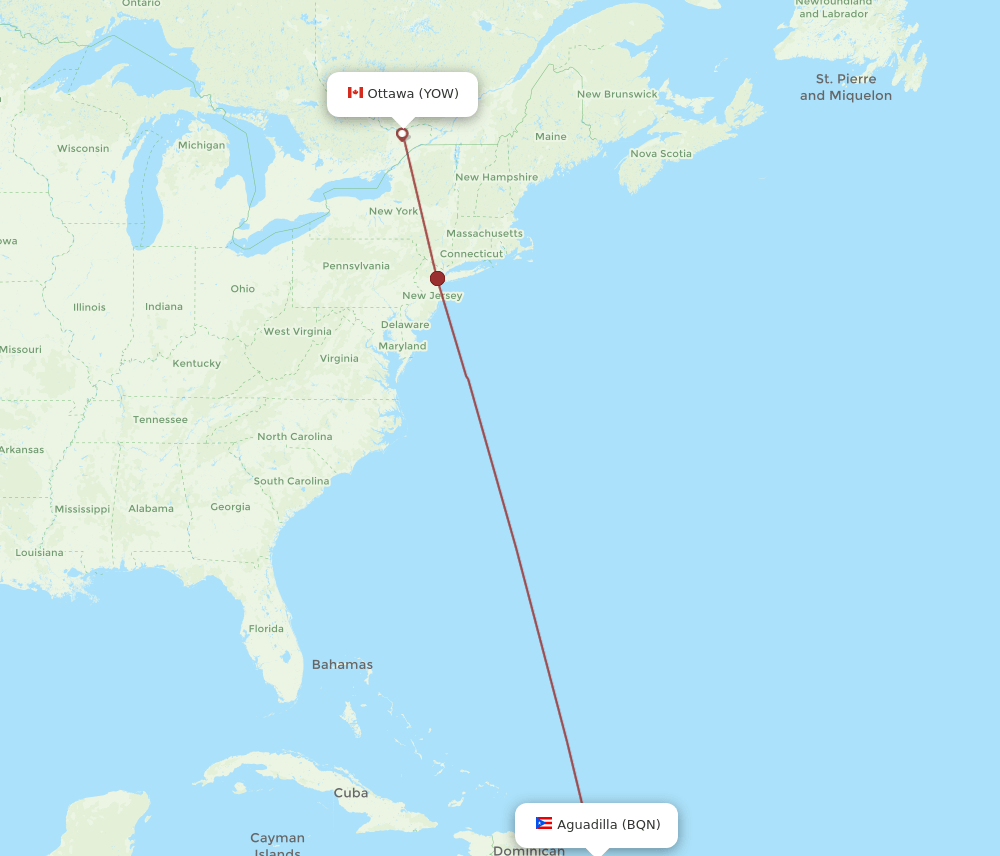 BQN-YOW flight routes